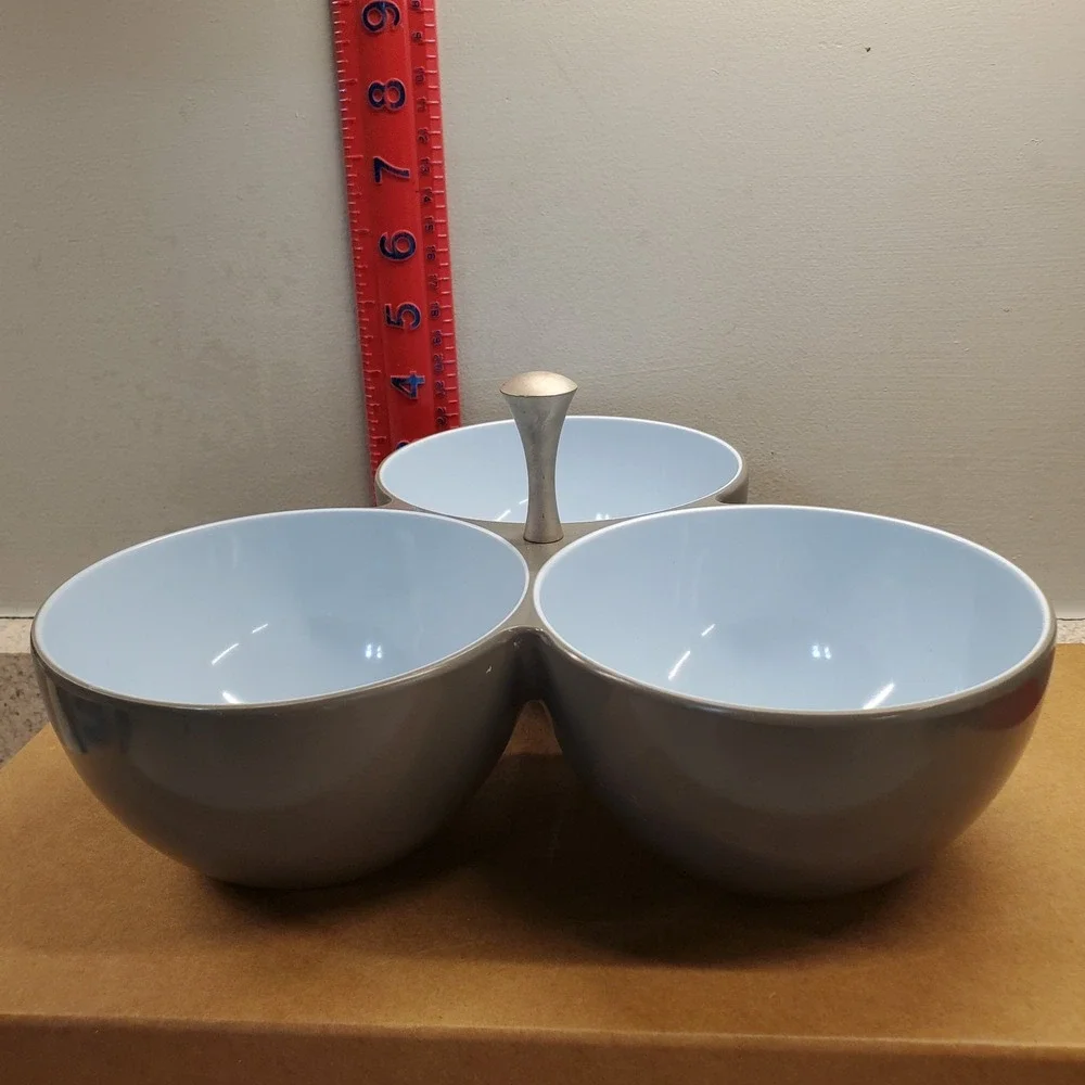 New‎ Place Melamine Condiment 3 Section Compartment Dips Appetizers Serving Dish